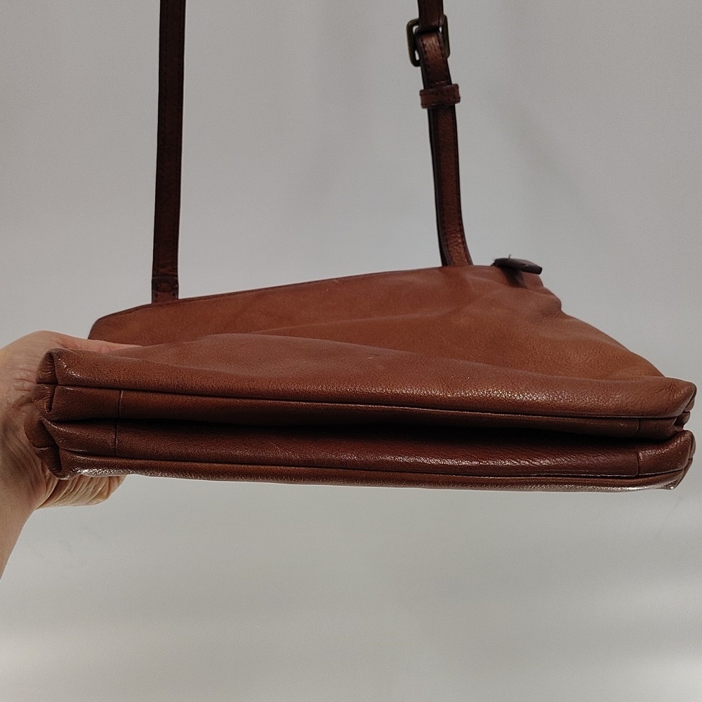 Margot New York Chestnut Brown Crossbody Purse Three Section Zip Top - Picture 8 of 12
